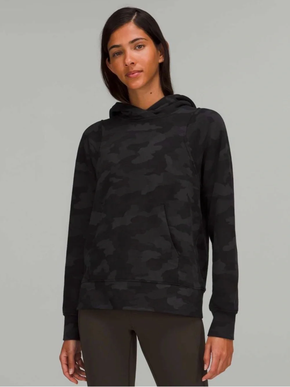 Lululemon Athletica Loungeful Hoodie Camo Deep Coal Size 12